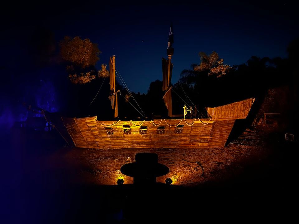 Pirate Ship light show & halloween displays Woodcrest Acres, Jurupa