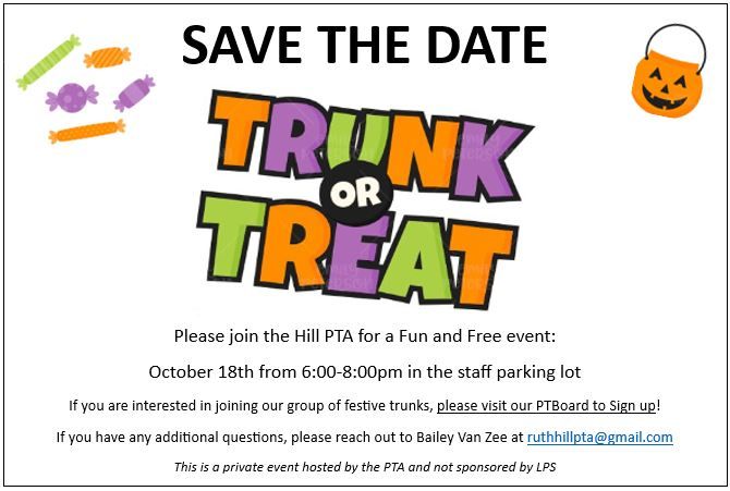 Trunk or Treat at Hill Elementary! 