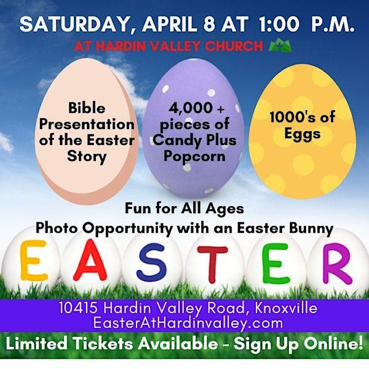 Hardin Valley Easter Saturday Candy, Popcorn, Lifesized Bunny Hardin Valley Church