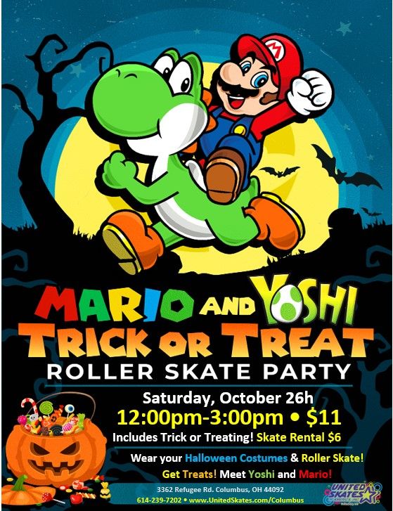 Mario & Yoshi's Trick-or-Treat Skate Party! \ud83d\udc7b\ud83c\udf83\ud83d\udefc