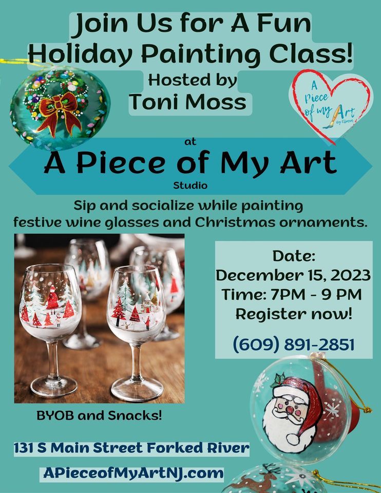 Sip and Paint Christmas Wine Glasses and Ornaments A Piece of My Art