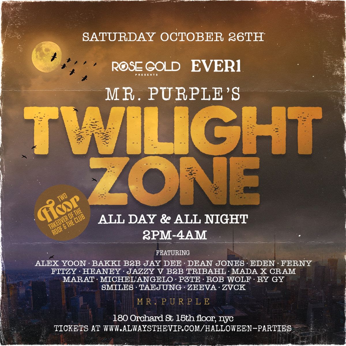 Twilight Zone Halloween Party at Mr. Purple Rooftop Club