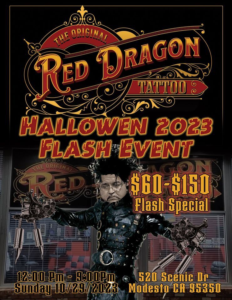 Halloween Flash Event Red Dragon Tattoo, Modesto, CA October 29, 2023