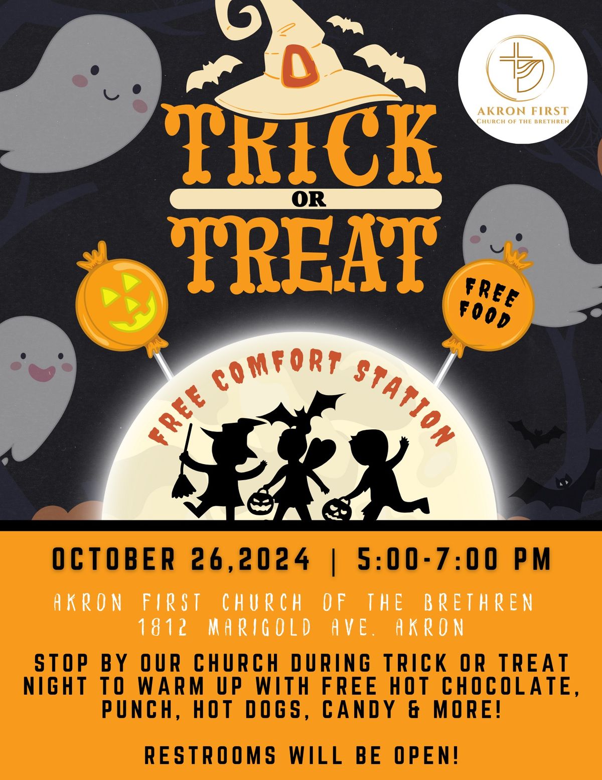 TRICK OR TREAT COMFORT STATION! FREE FOOD!