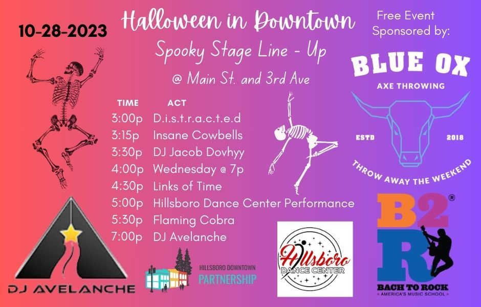 Halloween in Downtown Block Party Spooky Stage line up sponsored by
