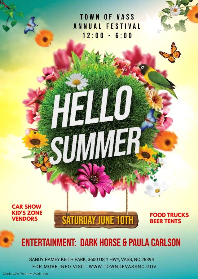 Town of Vass Hello Summer Festival Sandy Ramey Keith Memorial Park