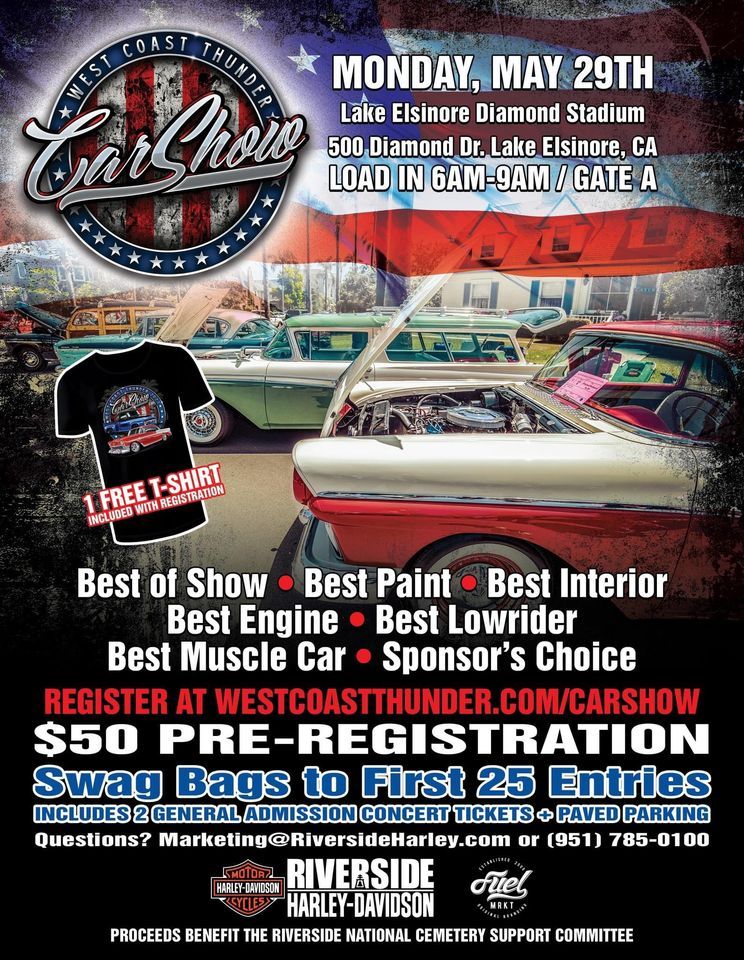 West Coast Thunder Memorial Day Car Show | Lake Elsinore Diamond ...