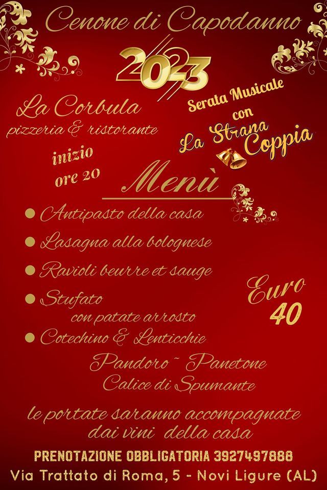 Cenone Di Capodanno | La Corbula, Masone, EM | December 31 To January 1