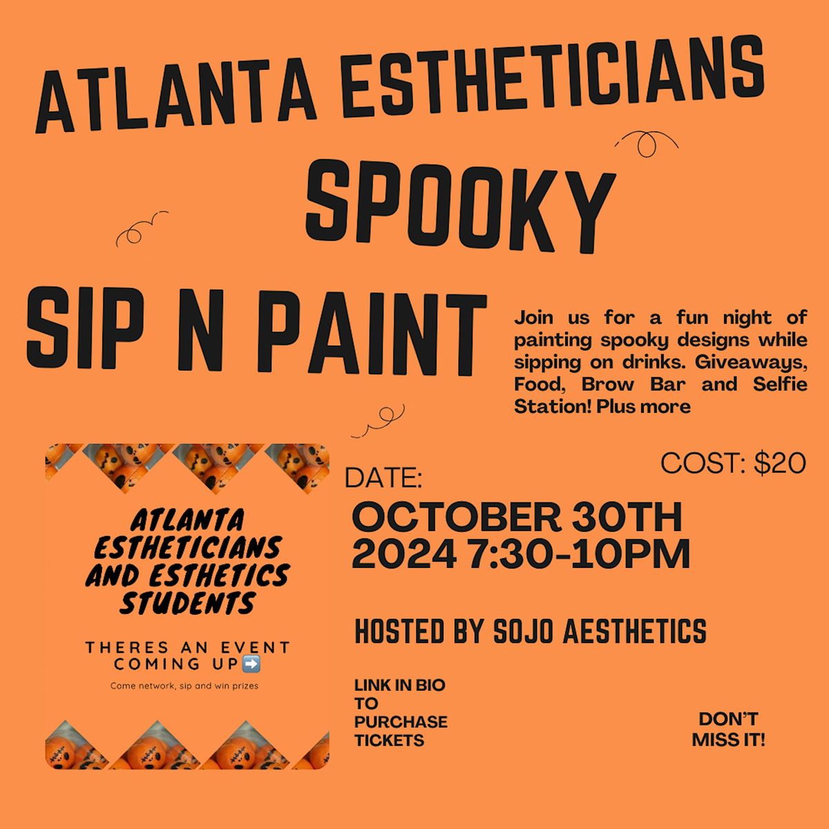 Atlanta Estheticians Spooky Sip N Paint