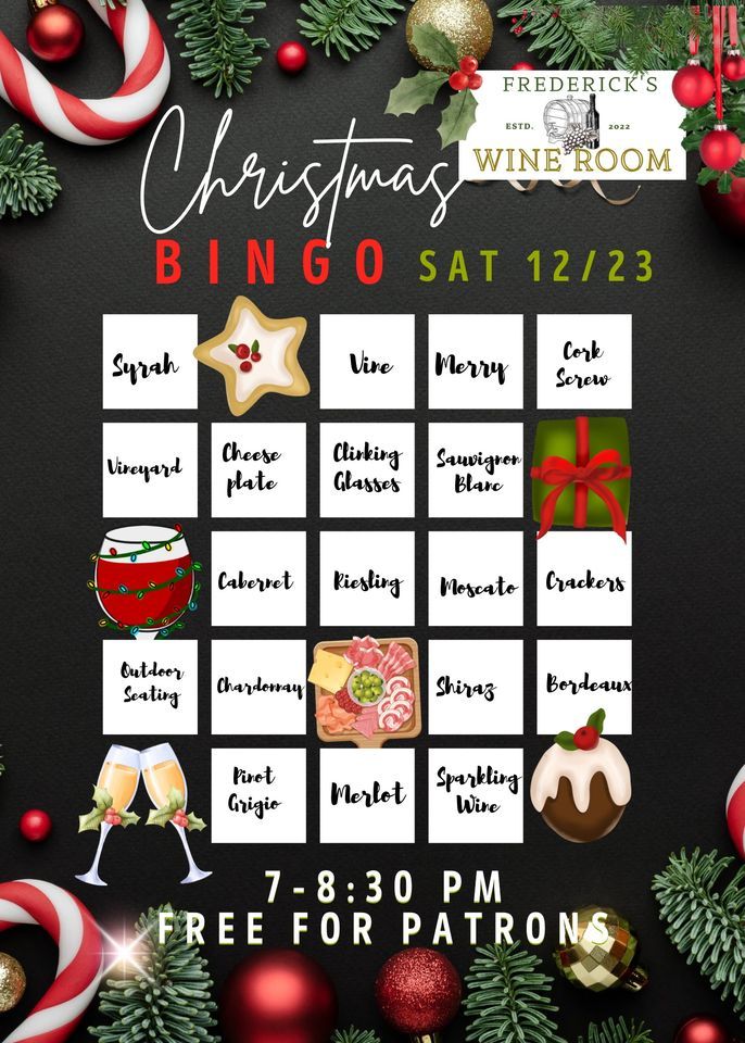Christmas Wine Bingo Frederick's Wine Room, Debary, FL December 23
