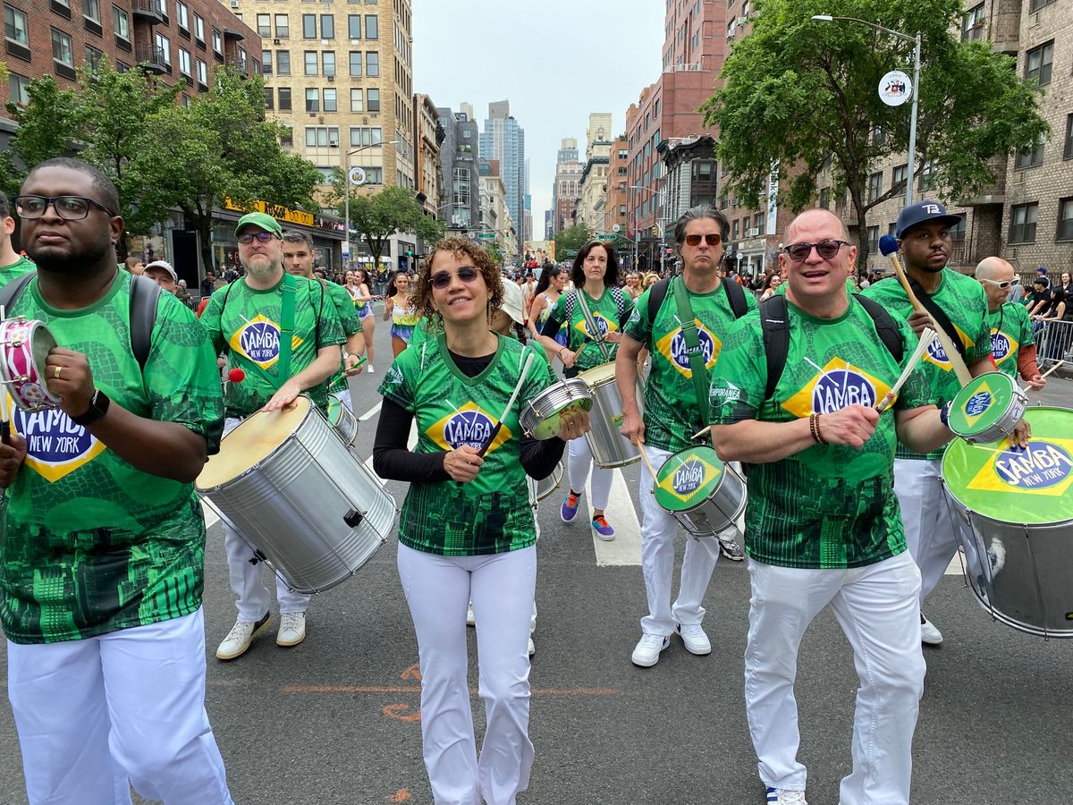 Drum with Samba New York! in the NYC Village Halloween Parade 2024