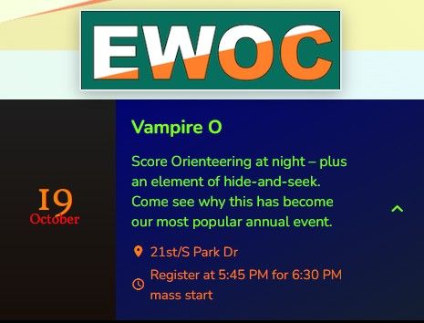 Vampire O Halloween Orienteering Event by the Eastern Washington Orienteering Club