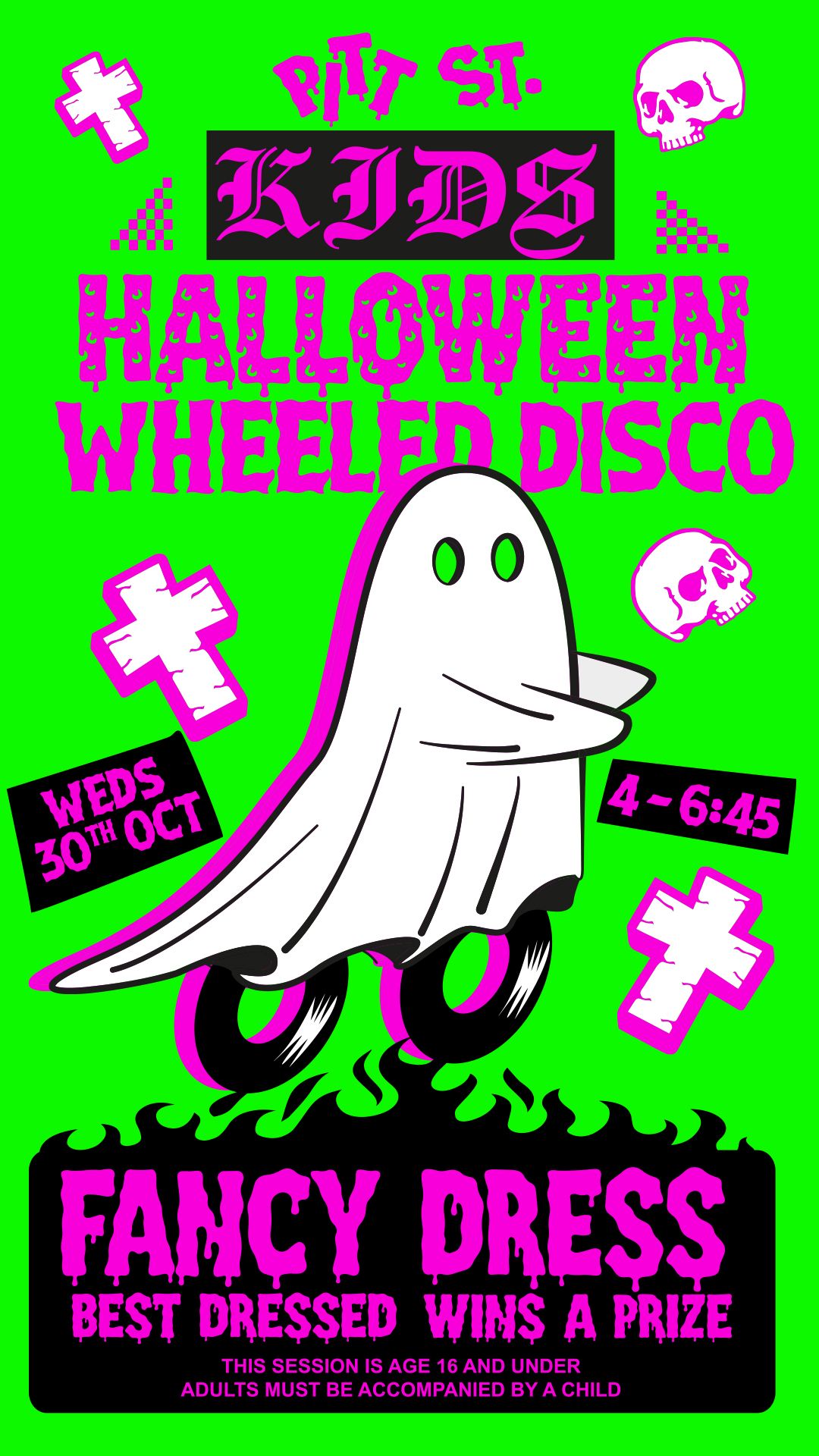 Kids Halloween Wheeled Disco! Under 16s