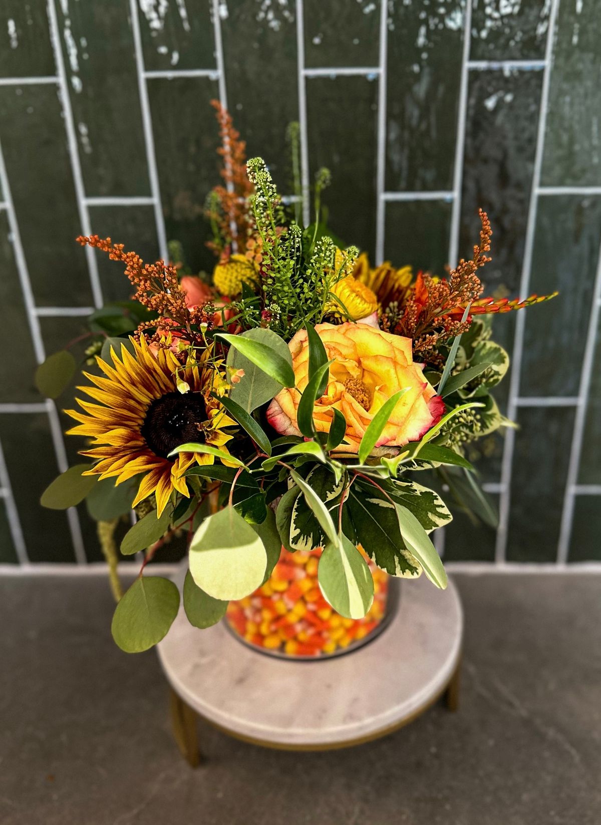 Candy Corn Themed Flower Workshop