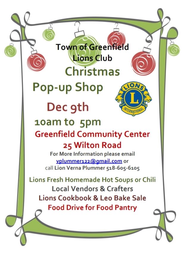 Town of Greenfield Lions Pop up Shop Town of Greenfield Community