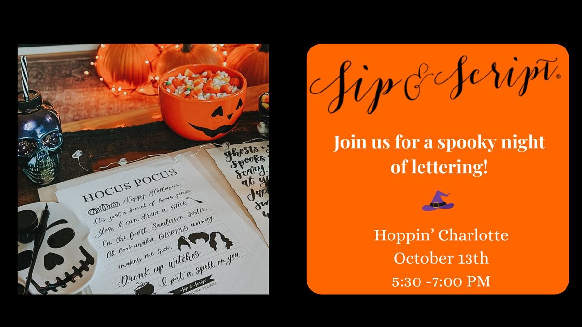 Hocus Pocus Themed Modern Calligraphy for Beginners at Hoppin\u2019 Charlotte