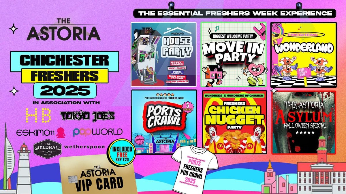 CHICHESTER FRESHERS WELCOME WEEK 2025\ud83c\udf93\u26a1Free T-Shirt \ud83d\udc55 & VIP Gold Card with Every Ticket! \ud83c\udf9f