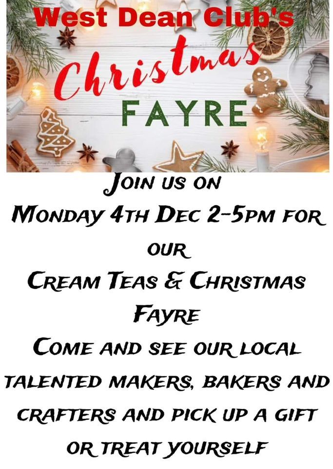 West Dean Clubs Christmas fayre West Dean, Salisbury, EN December 4
