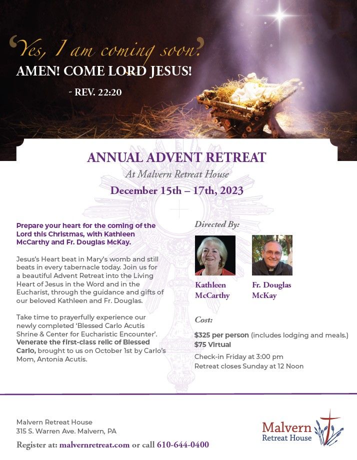 Annual Advent Retreat | Malvern Retreat House | December 15, 2023