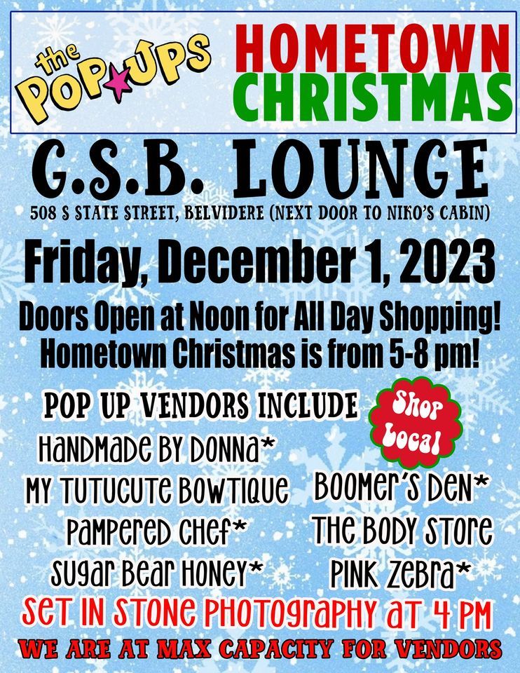 Hometown Christmas Shopping With The Pop Ups GSB Lounge, Belvidere