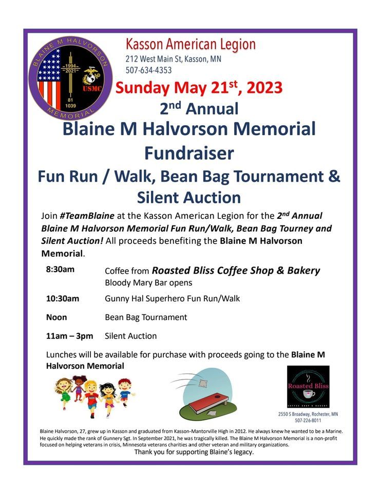 2nd Annual Blaine Halvorson Memorial Fundraiser Kasson American