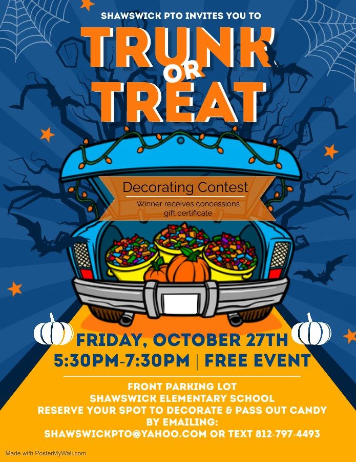 Trunk or Treat-Shawswick PTO | Shawswick Elementary School, Bedford, IN ...