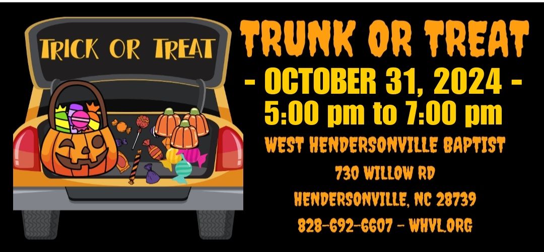 WHVL.org \/ Trunk or Treat \/ 5:00pm to 7:00pm \/ October 31, 2024