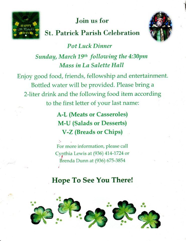 St. Patrick Feast 2023 St. Patrick Catholic Church Lufkin , Tx