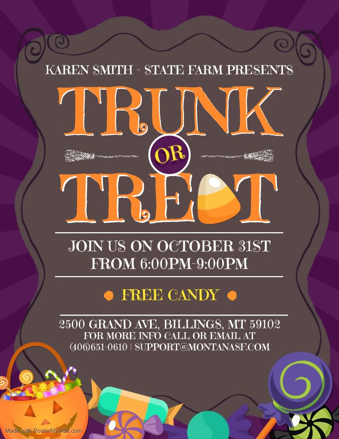 Trunk or Treat Karen Smith State Farm Agent, Billings, MT October