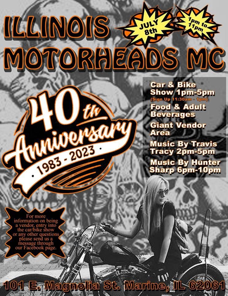 Illinois Motorheads M/C 40th anniversary party Marine Village Park July 8, 2023