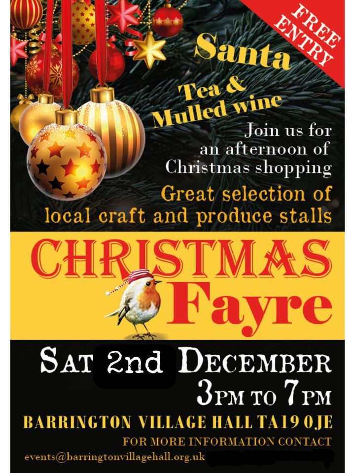 Barrington Christmas Fayre Barrington Village Hall, Taunton, EN
