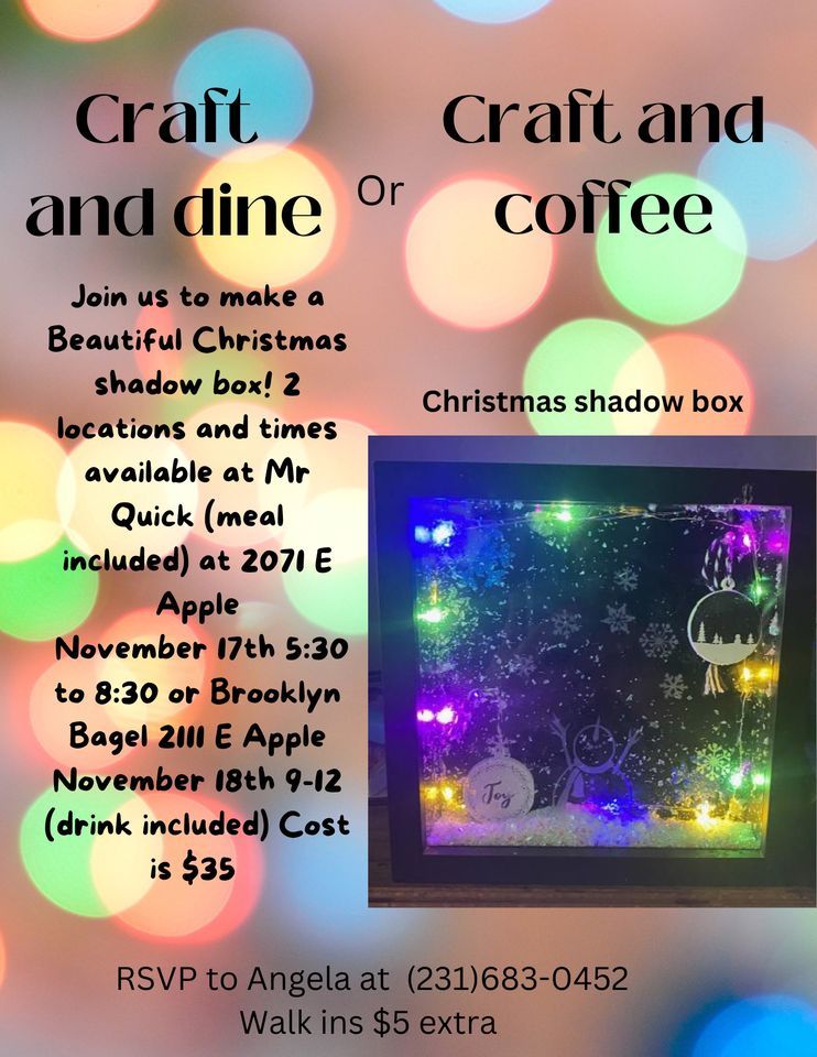 Christmas shadow box glass etching class Brooklyn Bagels Cafe