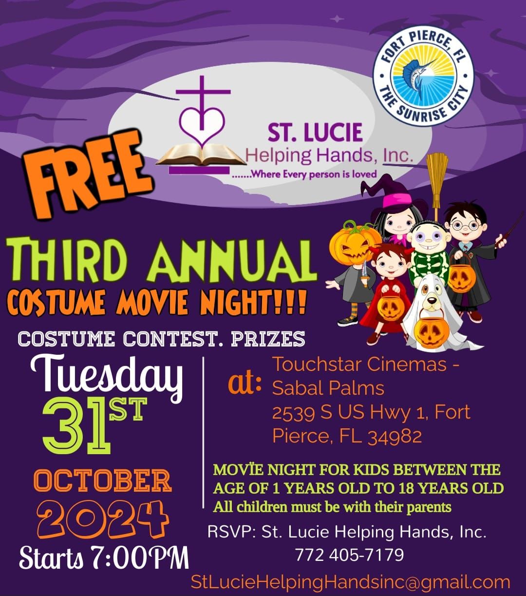 St. Lucie Helping Hands, Inc. Third Annual Costume Movie Night!!