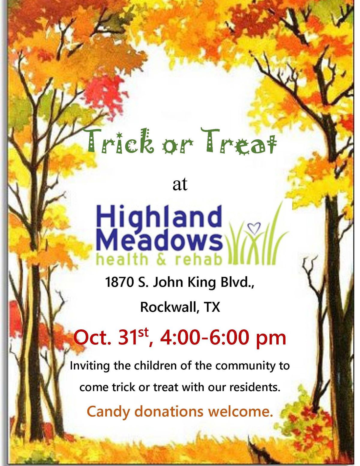 Trick or Treat at Highland Meadows