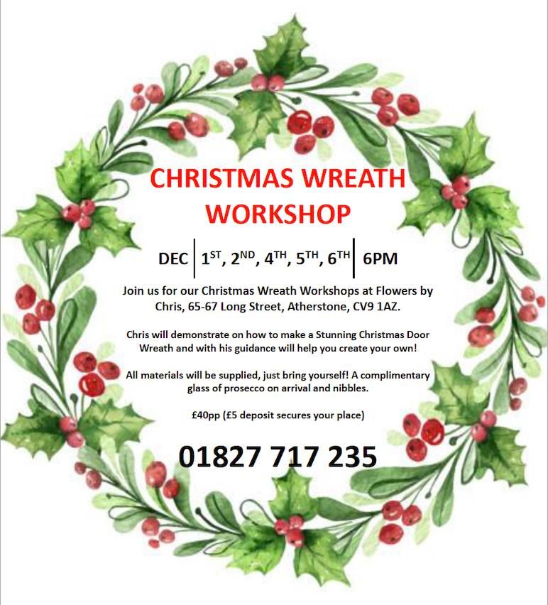 Christmas Wreath Making Class Flowers by Chris, Atherstone, EN