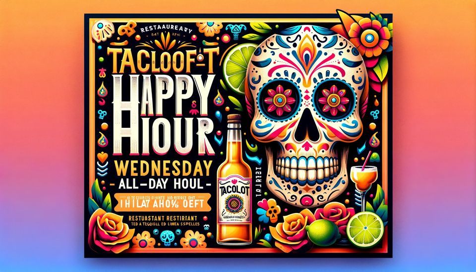 ALL DAY HAPPY HOUR! 1/2 PRICE MARGARITAS Tacoloft, Red Deer, AB