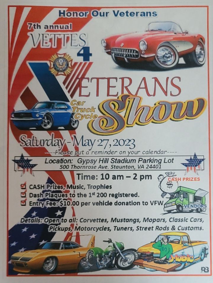 Vettes 4 Veterans Car Show - Open to All Vehicles