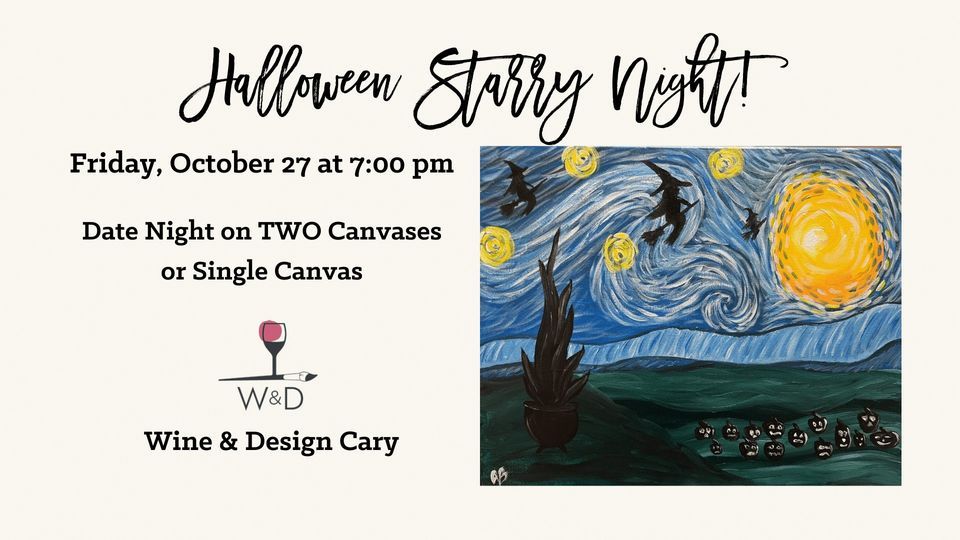 PAINT & SIP! Halloween Starry Night DATE version on TWO Canvases or