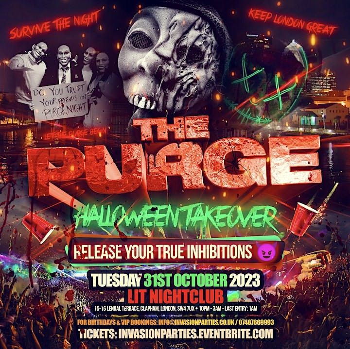 The Purge - London\u2019s Biggest Halloween Party - 1200+ Ravers