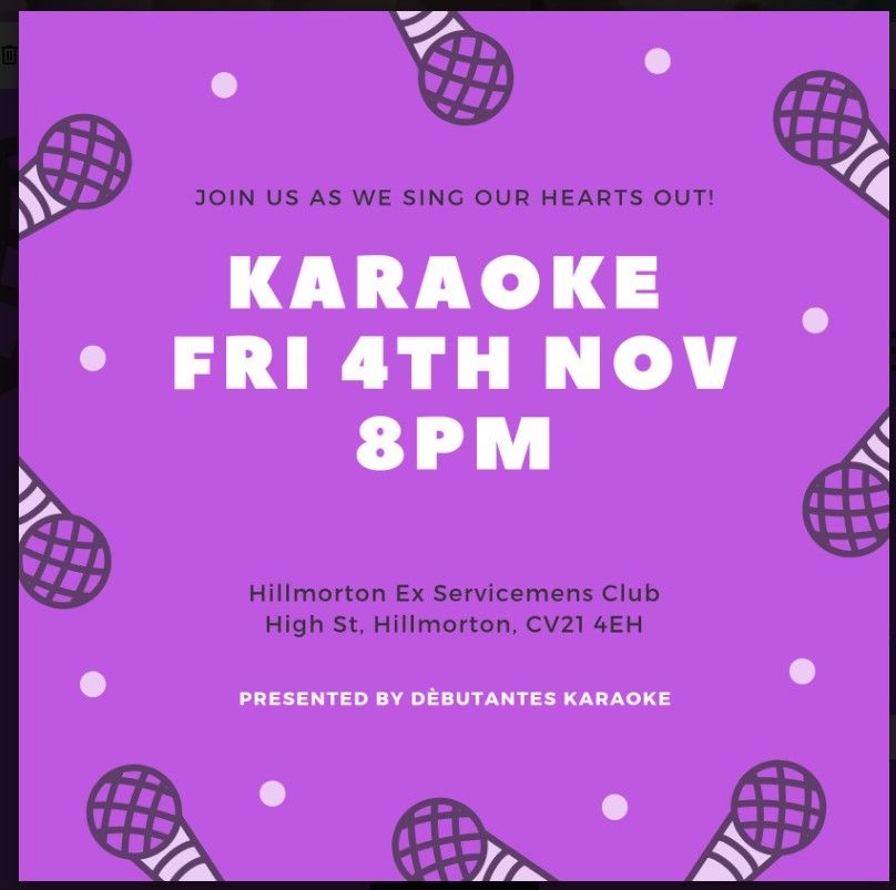 Karaoke Night Hillmorton Ex Service Men S Club Rugby En November 4 22 Karaoke Night Hillmorton Ex Service Men S Club Rugby En November 4 22