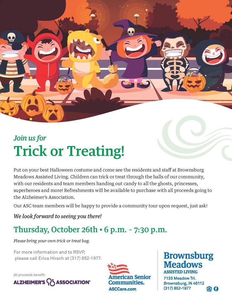 Trick or Treating Brownsburg Meadows Assisted Living October 26, 2023