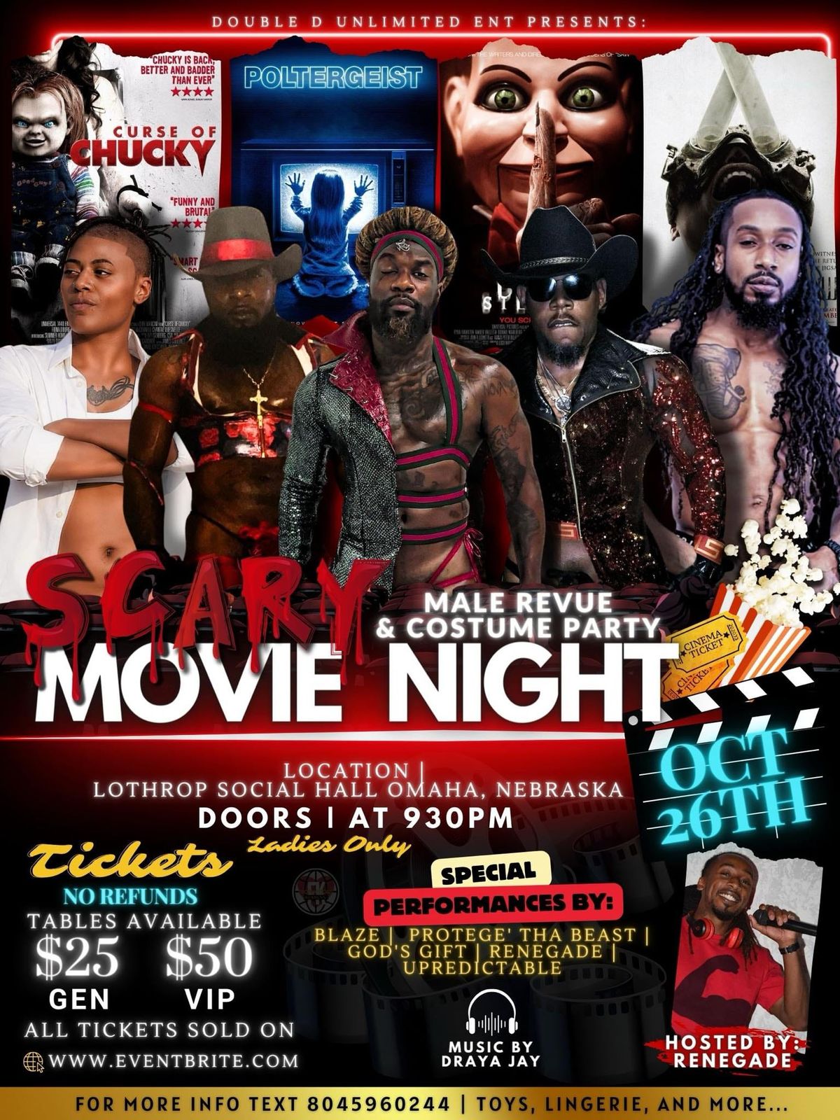 Scary Movie Night : All Male Revue & Costume Party