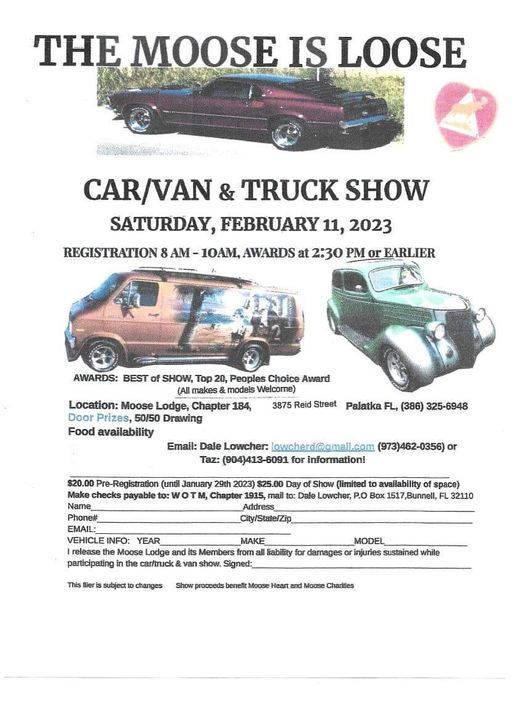 Car Van Truck show Palatka Moose Lodge 184 February 11, 2023