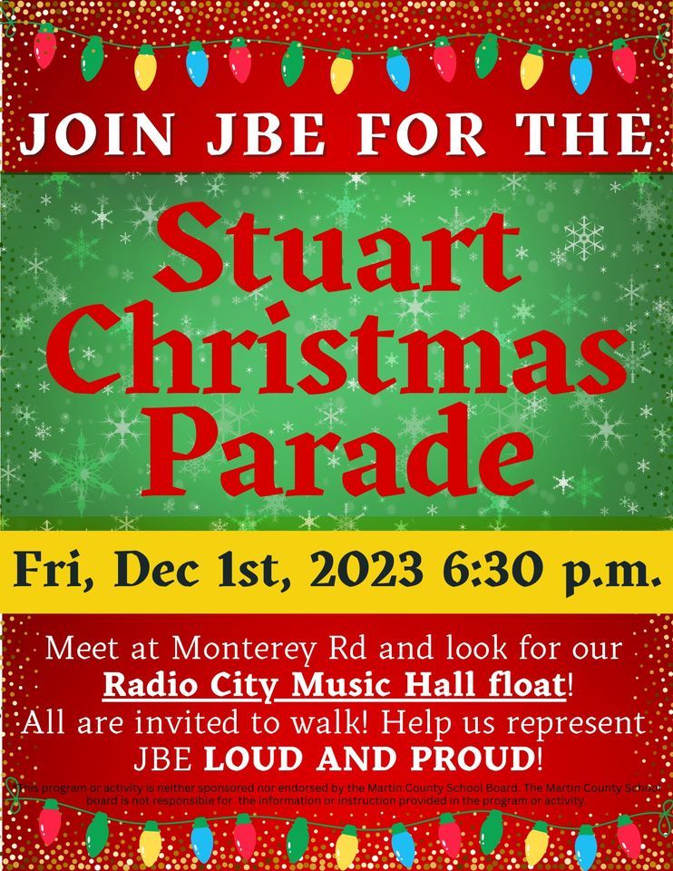 JBE Float at the Stuart Christmas Parade Smithfield Plaza, Stuart, FL