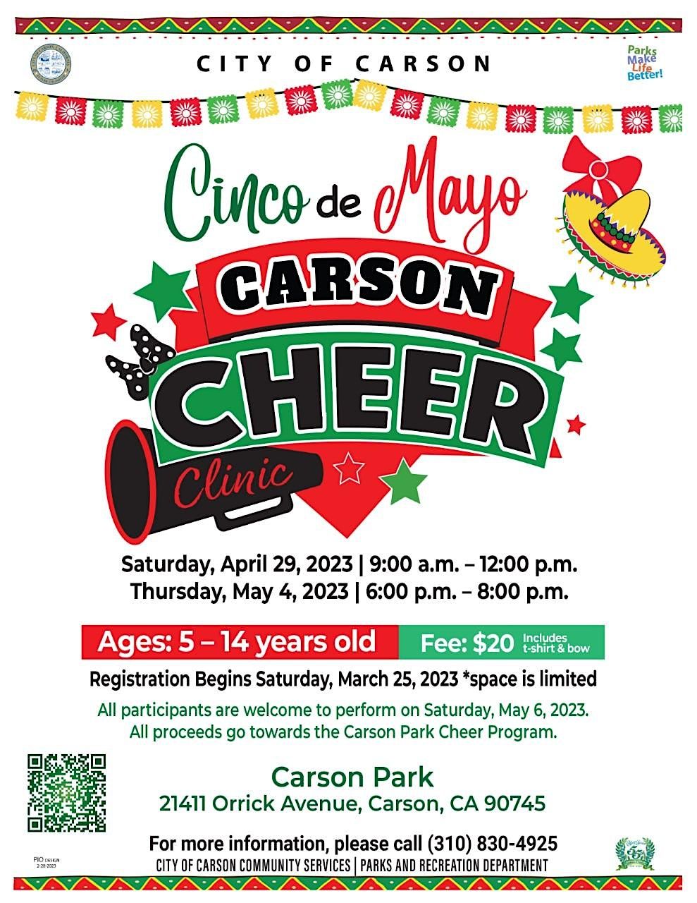 Cinco de Mayo Cheer Clinic Carson Park April 29, 2023