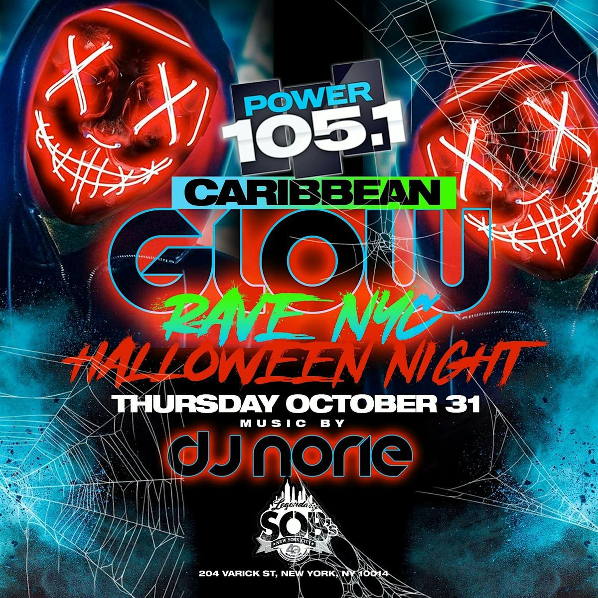 Glow Halloween Costume Party @ SOB's: Everyone free entry with RSVP