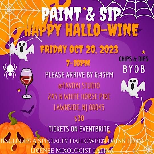 Paint & Sip HalloWine TavDai Studio, Lawnside, NJ October 20, 2023