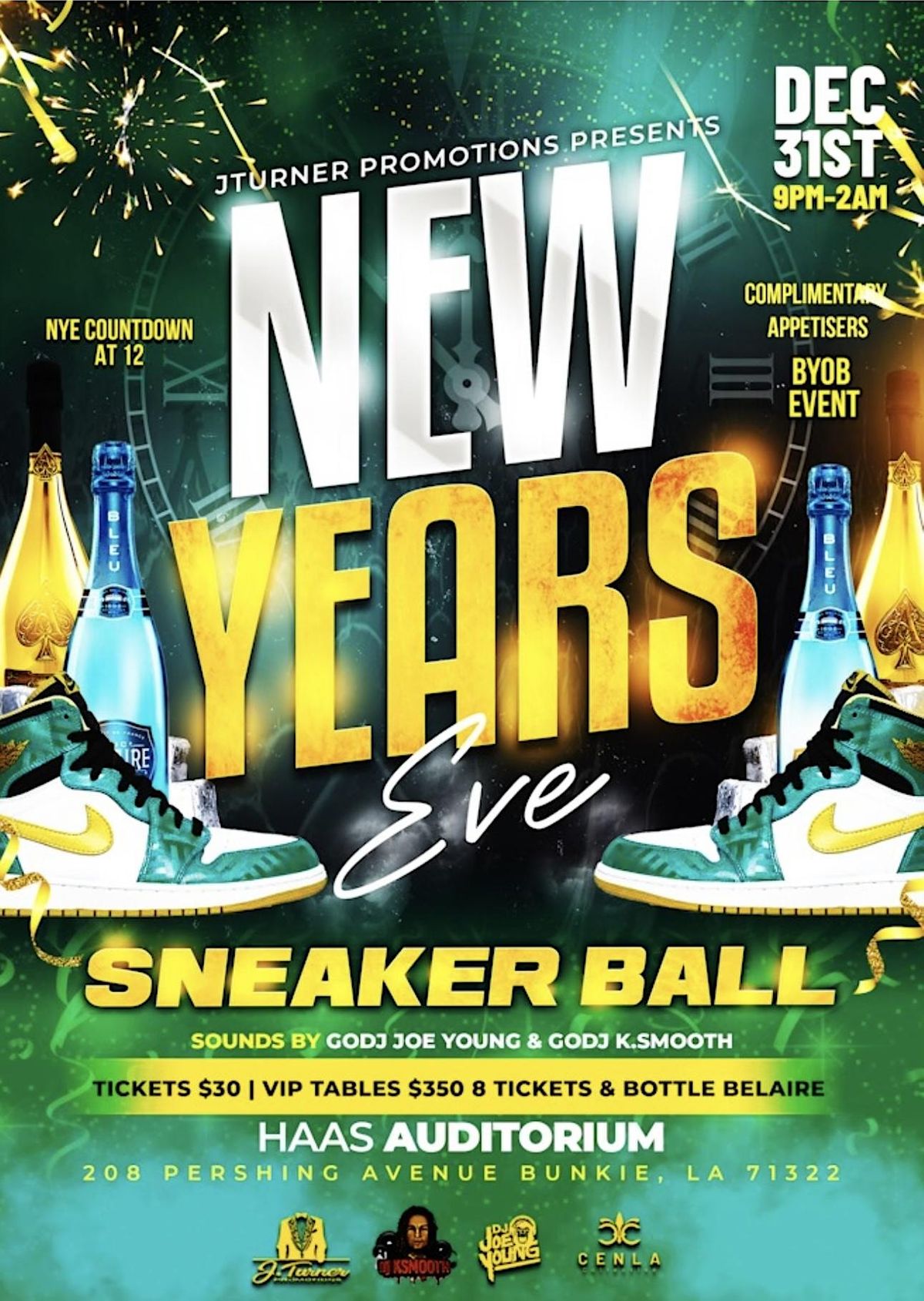 NYE SNEAKER BALL 2K24 Haas Auditorium, Bunkie, LA December 31 to
