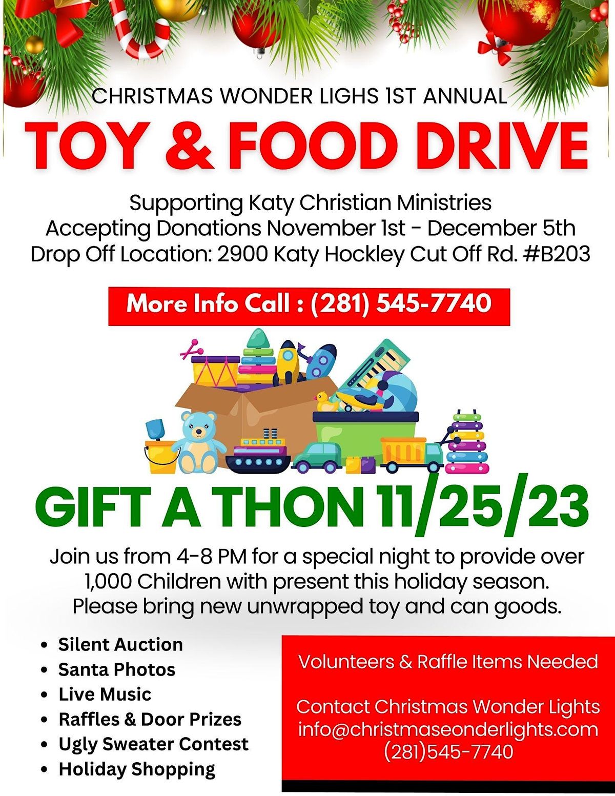 Katy Christmas Boutique 1sr Annual Toy & Food Drive benefitting KCM