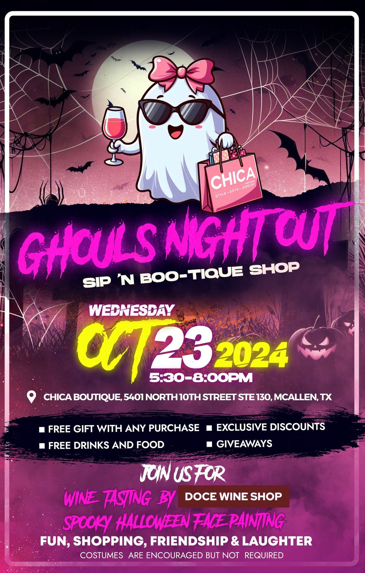 GHOULS Night Out! \ud83c\udf83\ud83d\udecd\ufe0fSip N BOO-tique shop \ud83c\udf77\ud83d\udc7b